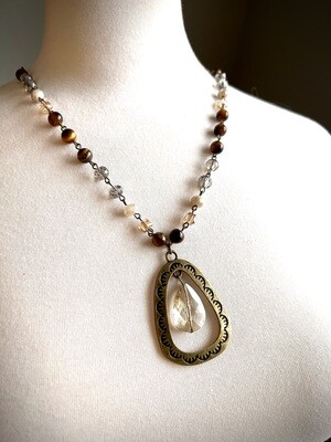 Neutral color, Beaded, Crystal Pendant