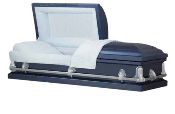Harrington Series Dark Blue Steel Casket - Exquisite Caskets