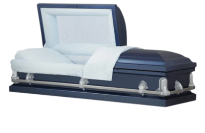Harrington Series Dark Blue Steel Casket - Exquisite Caskets