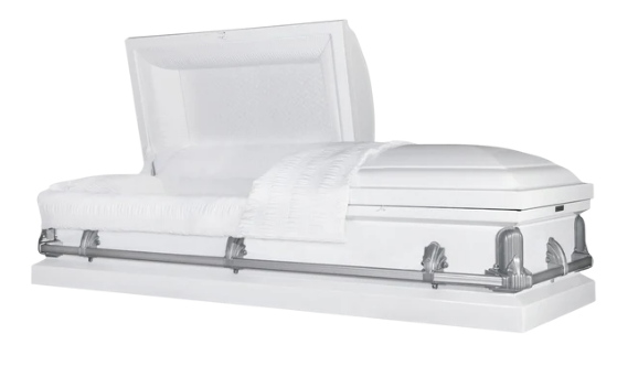 Harrington Series White/Gray Steel Casket - Exquisite Caskets