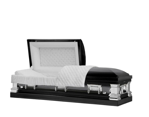 Exquisite Series Black/Silver Stainless Steel Casket - Exquisite Caskets