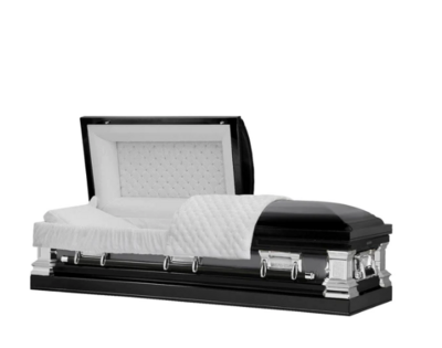 Exquisite Series Black/Silver Stainless Steel Casket - Exquisite Caskets