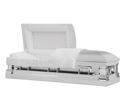 Exquisite Series White Stainless Steel Casket - Exquisite Caskets