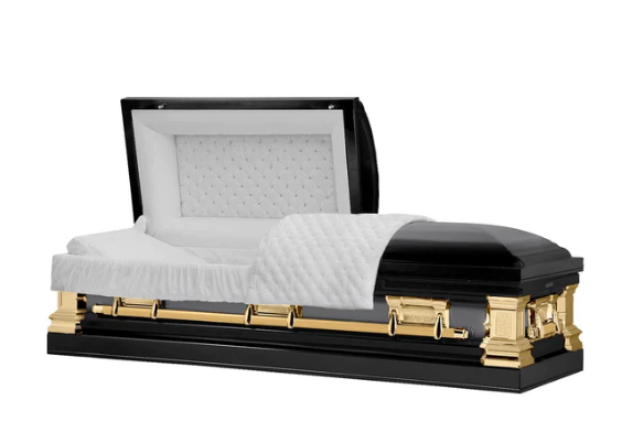 Exquisite Series Black/Gold Stainless Steel Casket - Exquisite Caskets