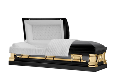 Exquisite Series Black/Gold Stainless Steel Casket - Exquisite Caskets