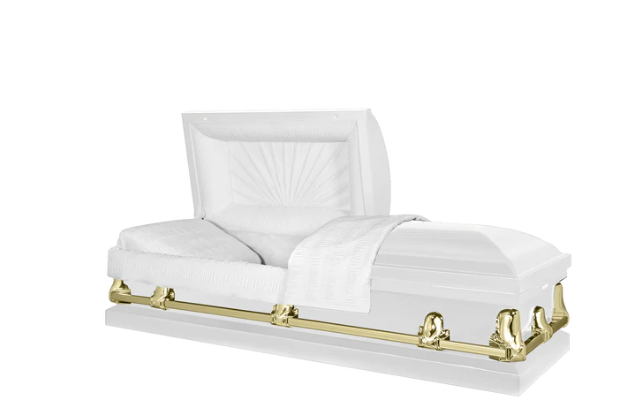 Delta Series White/Gold Steel Casket - Exquisite Caskets