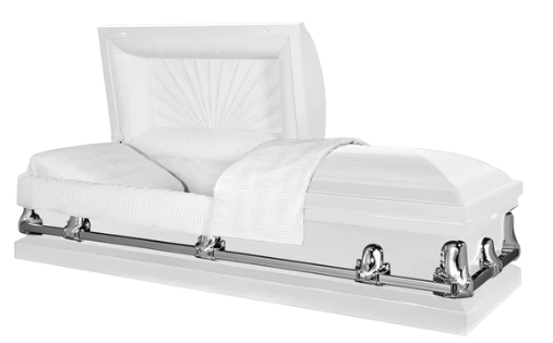 Delta Series White/Silver Steel Casket - Exquisite Caskets