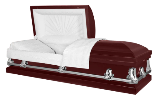 Delta Series Maroon Steel Casket - Exquisite Caskets