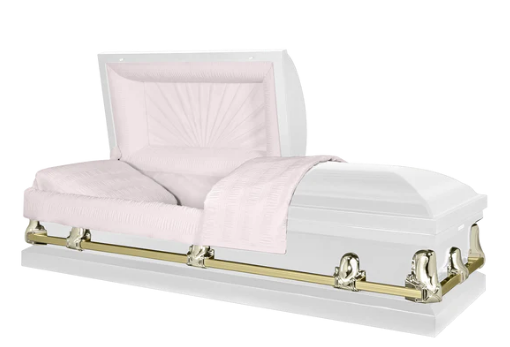 Delta Series White/Gold Steel Casket - Exquisite Caskets