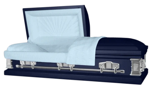 Taffeta Series Dark Blue Steel Casket - Exquisite Caskets