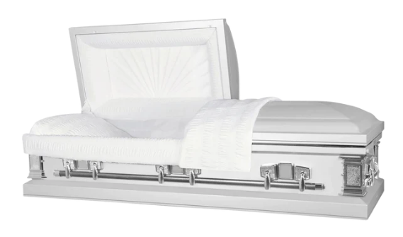 Taffeta Series White/Silver Steel Casket - Exquisite Caskets