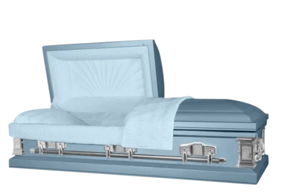 Taffeta Series Light Blue Steel Casket - Exquisite Caskets