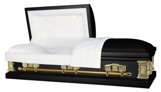 Taffeta Series Black/Gold Steel Casket - Exquisite Caskets