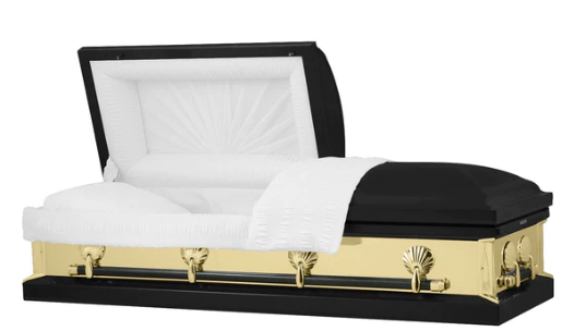 Amber Series Black/Gold Steel Casket - Exquisite Caskets