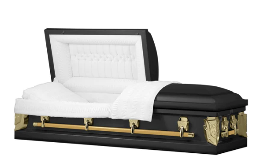 Dover Series Black/Gold Steel Casket - Exquisite Caskets