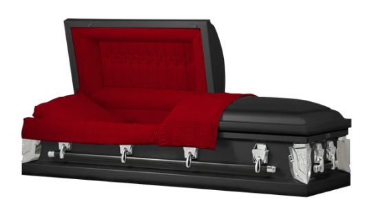 Dover Series Black/Red Steel Casket - Exquisite Caskets