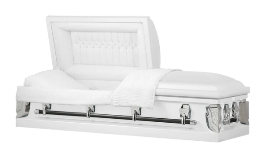 Dover Series White/Silver Steel Casket - Exquisite Caskets