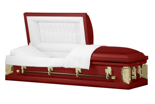 Dover Series Red/Gold Steel Casket - Exquisite Caskets