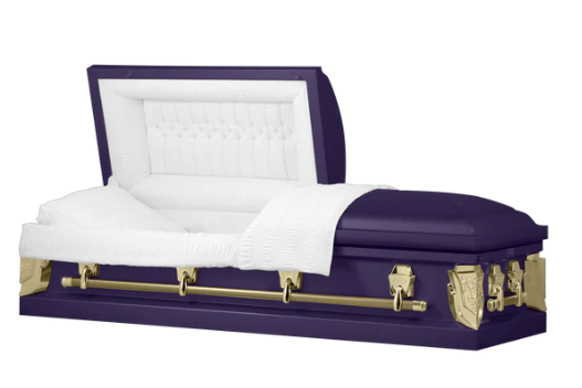 Dover Series Purple/Gold Steel Casket - Exquisite Caskets