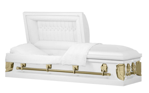 Dover Series White/Gold Steel Casket - Exquisite Caskets