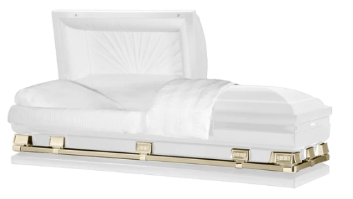 Oversized Osiris XL White/Gold/White Casket - Exquisite Caskets