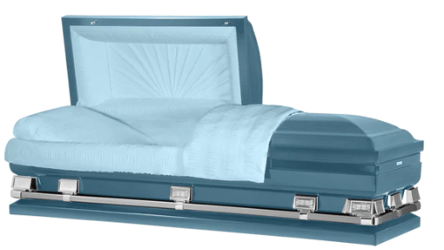 Oversized Osiris XL Light Blue Casket, Head Panel: Sunburst