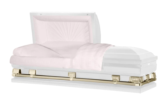 Oversized Osiris XL White/Gold/Pink Casket, Head Panel: Sunburst