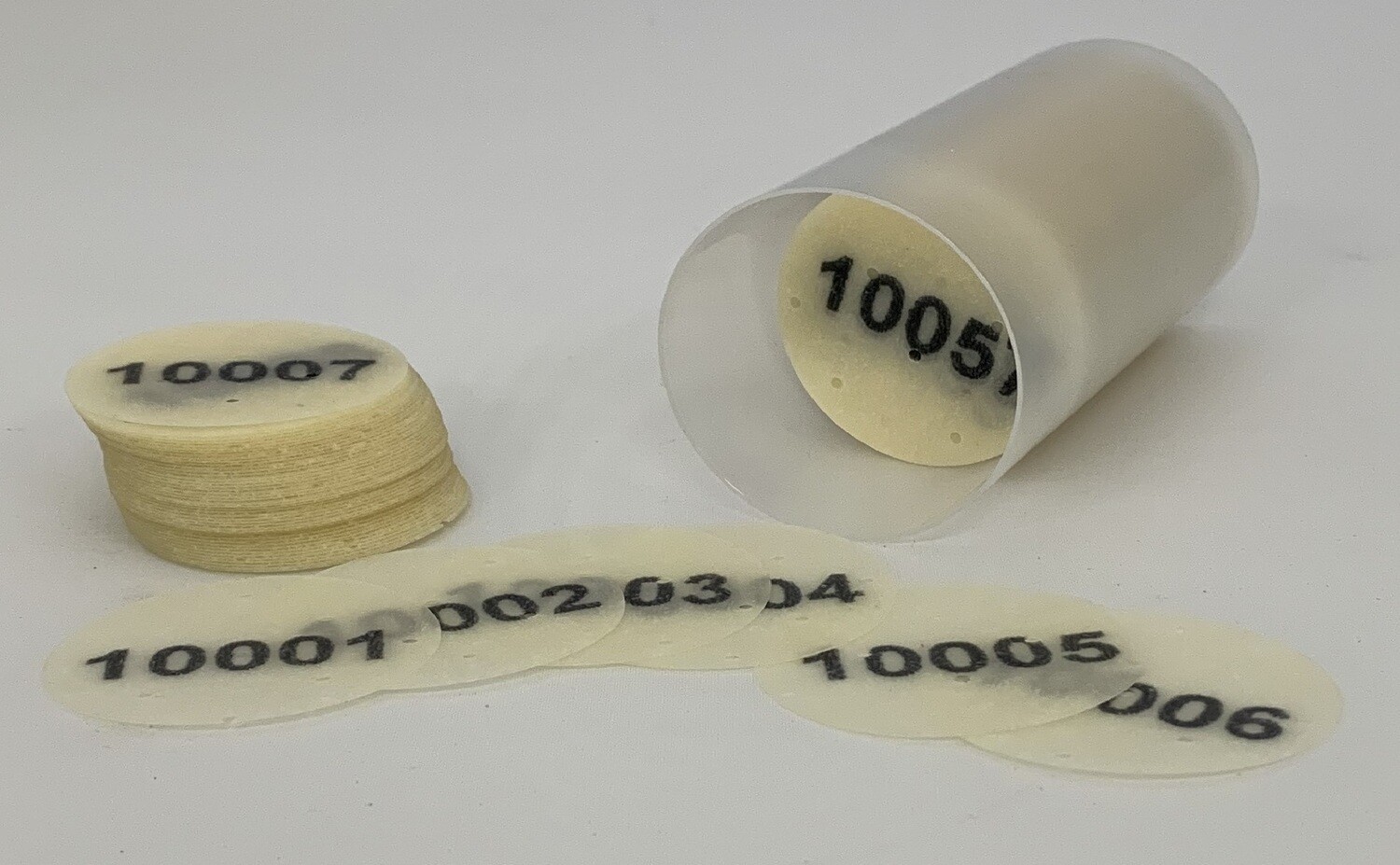 N°250 ETICHETTE DI CASEINA PRE-STAMPATE DIAMETRO mm 45