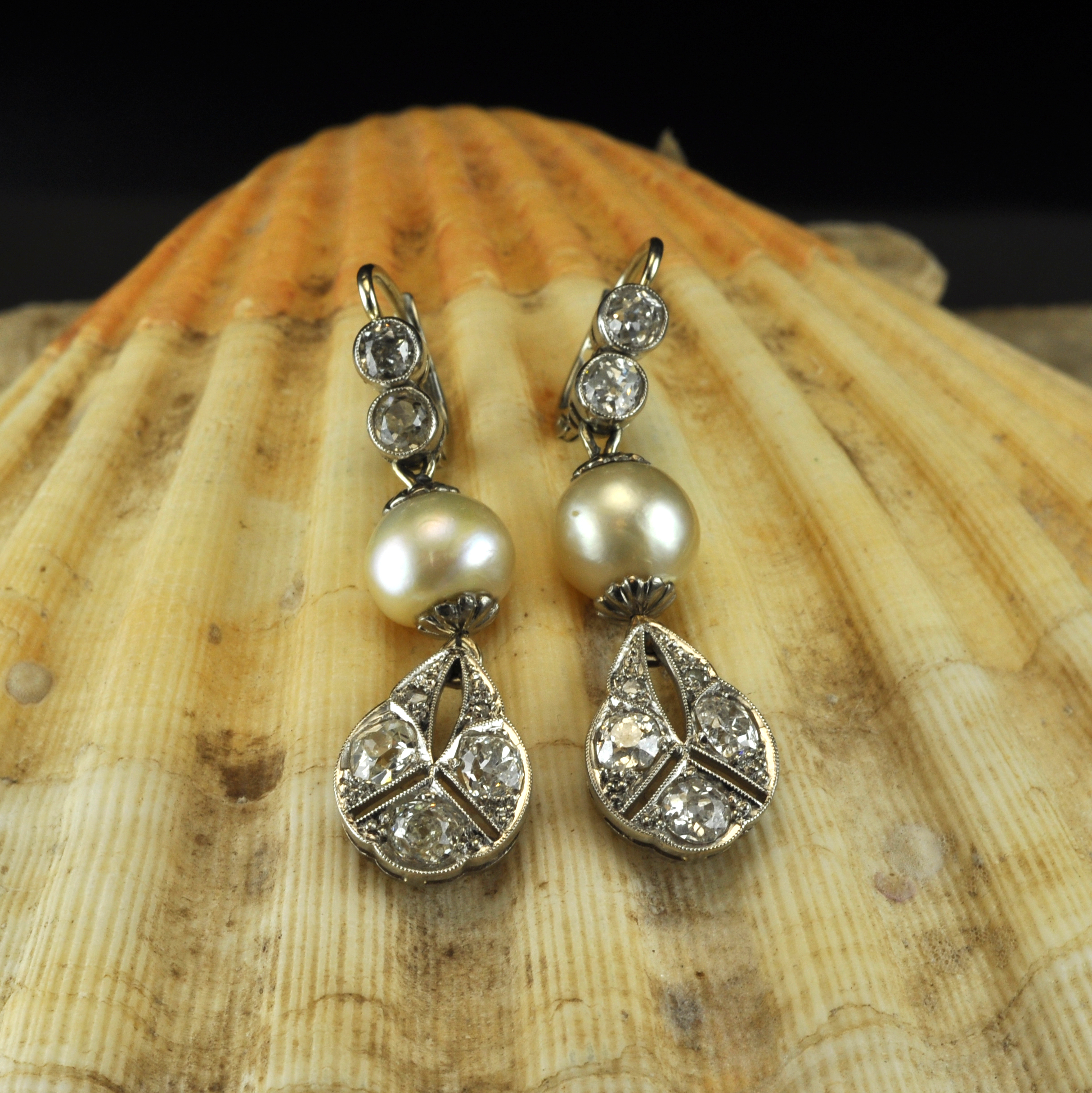 Antique Pearl & Diamond Earrings