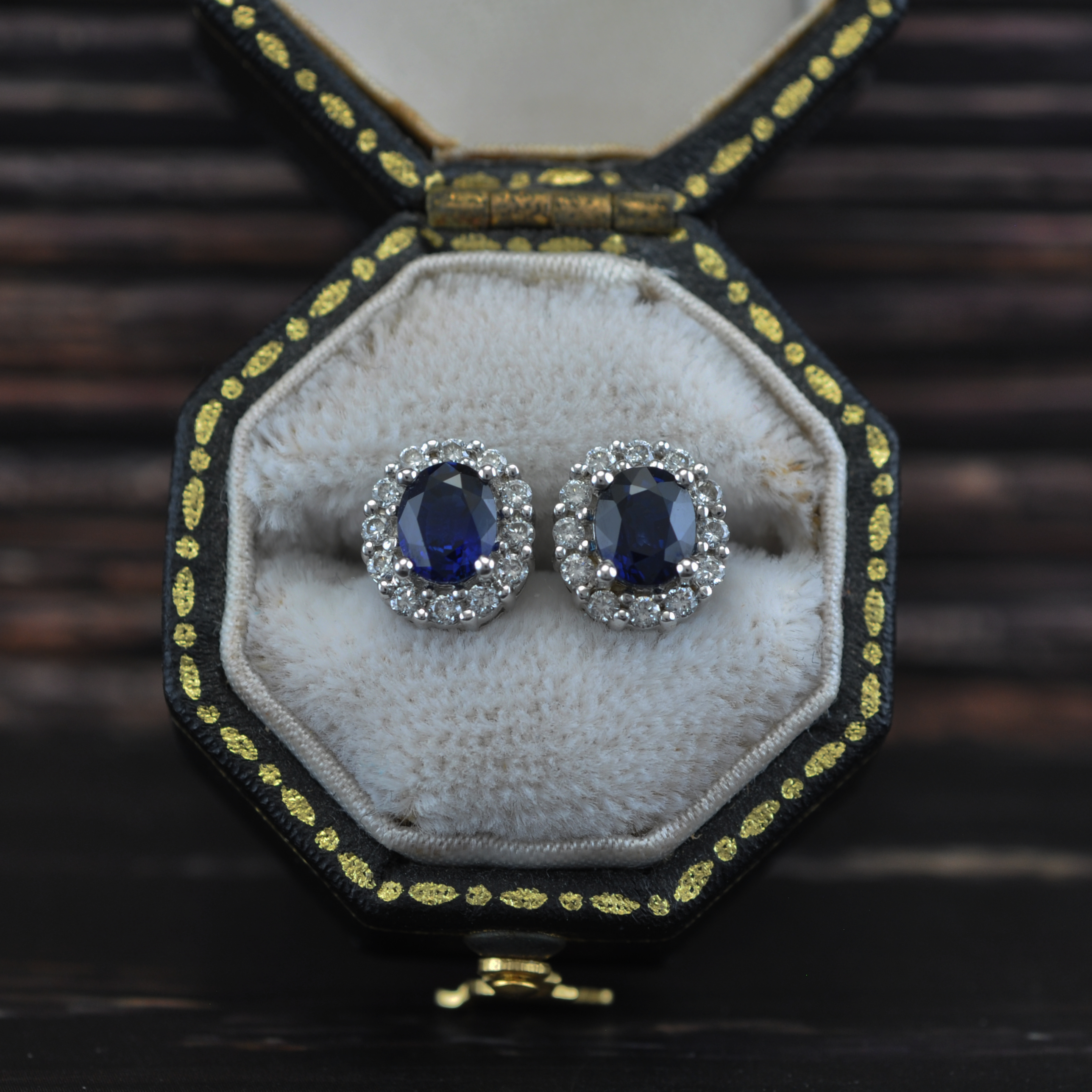 Sapphire & Diamond Cluster Earrings