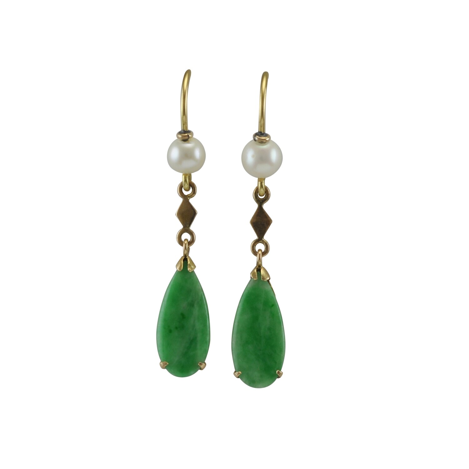 Vintage European Pearl & Jade Earrings