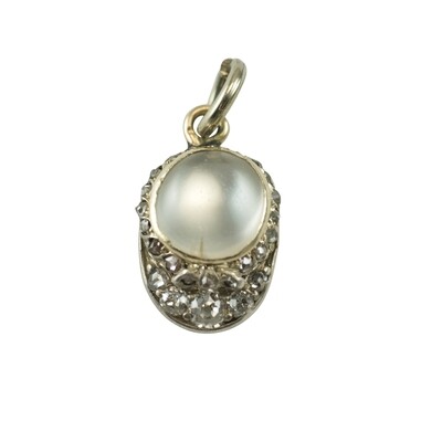 Victorian Silver, Diamond & Moonstone Jockey Cap Charm