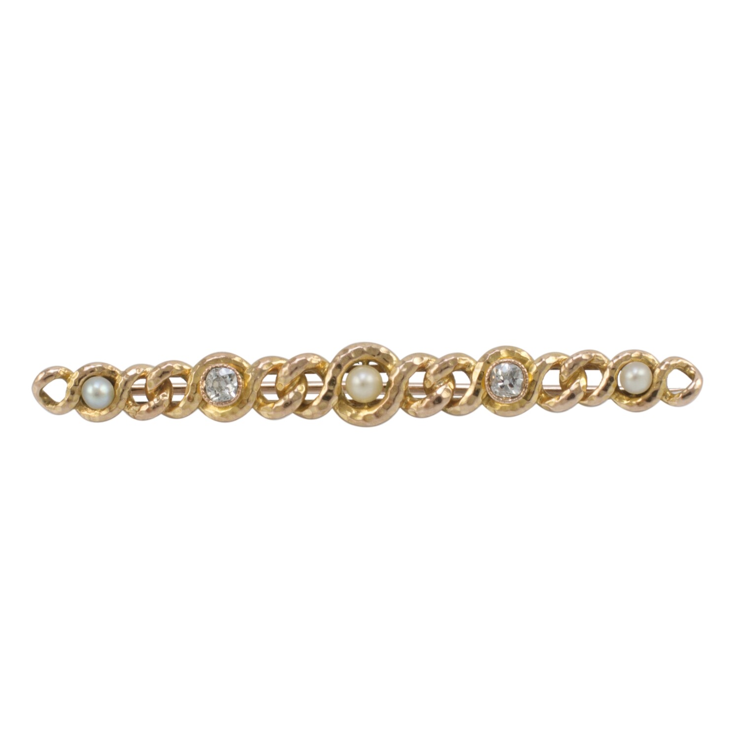 14ct Gold Pearl & Diamond Brooch