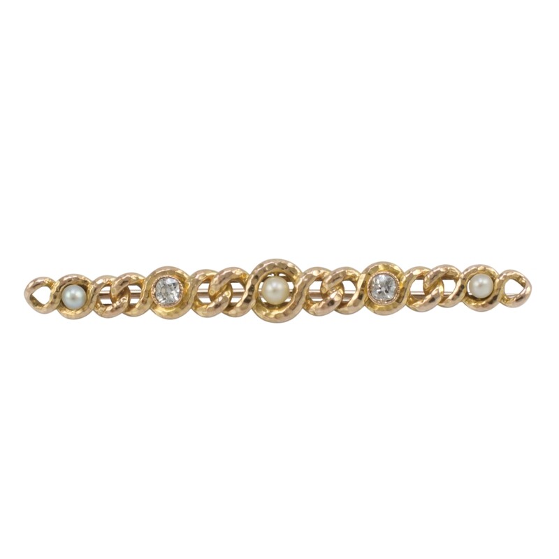 14ct Gold Pearl & Diamond Brooch