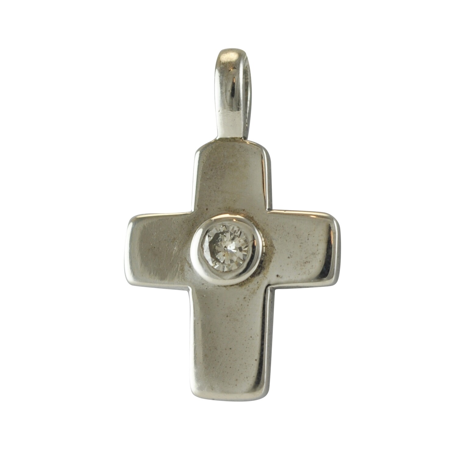 9ct White Gold Diamond Set Cross Pendant