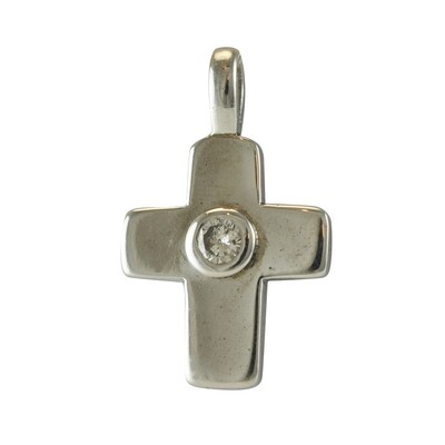 9ct White Gold Diamond Set Cross Pendant