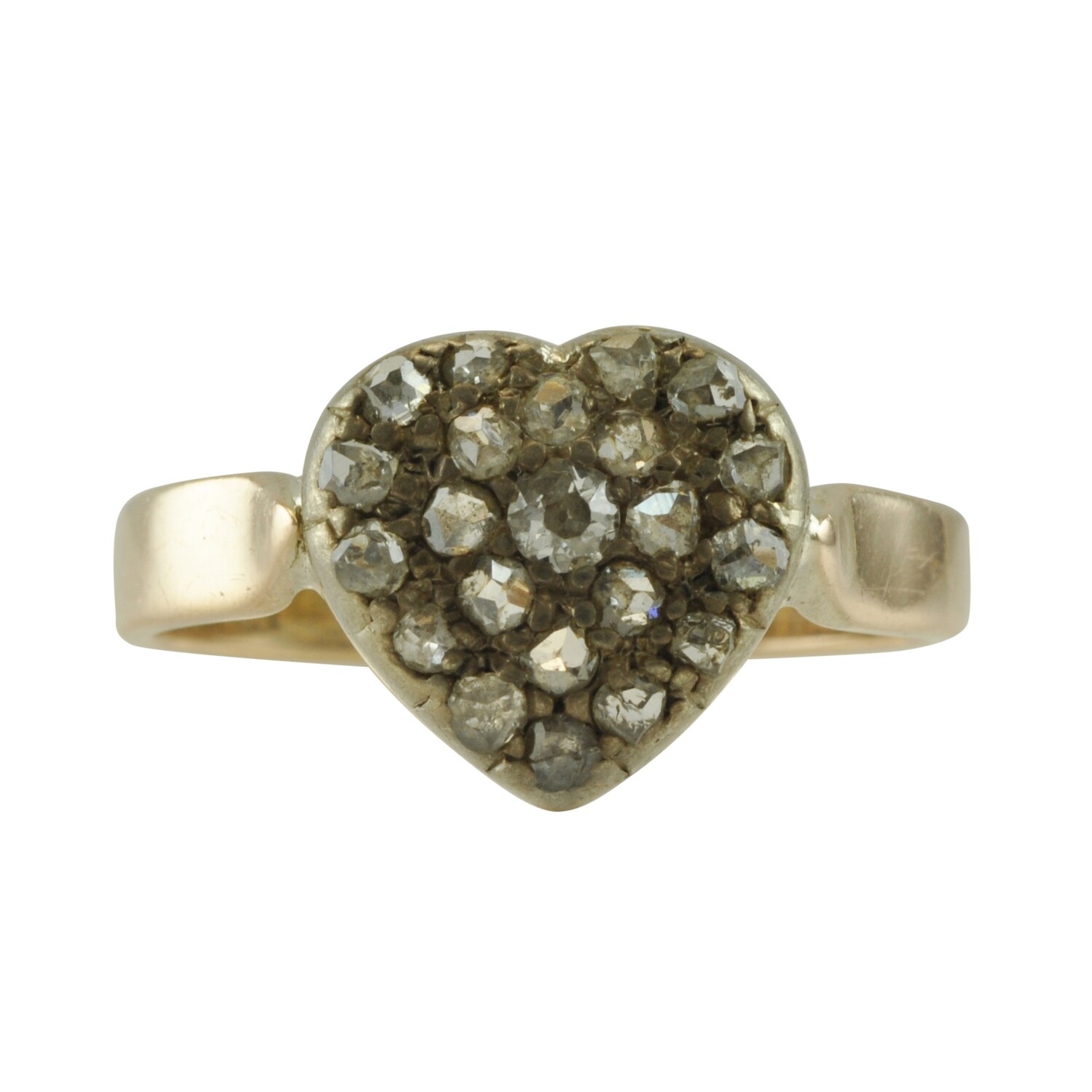 Victorian 9ct & Silver Diamond Heart Ring - RESERVED