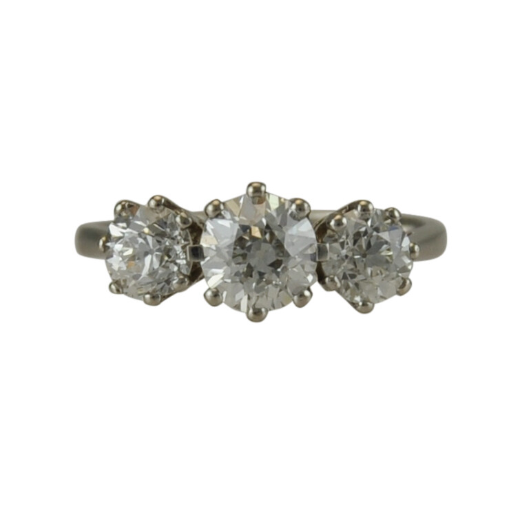 18ct White Gold & Platinum Three Stone Diamond Ring
