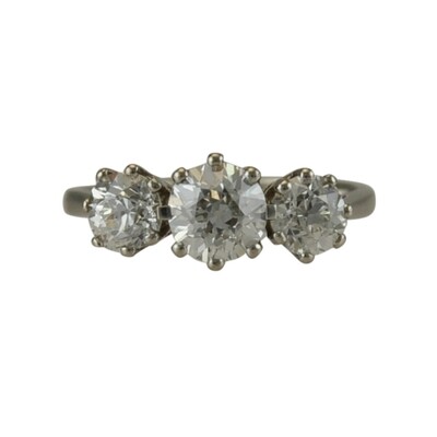 18ct White Gold & Platinum Three Stone Diamond Ring