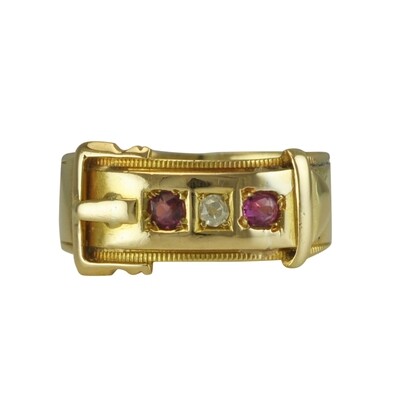 Antique Diamond & Ruby Buckle Ring