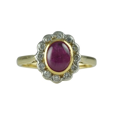 18ct Ruby & Diamond Cluster Ring