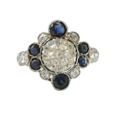 1930's Sapphire & Diamond Cluster Ring