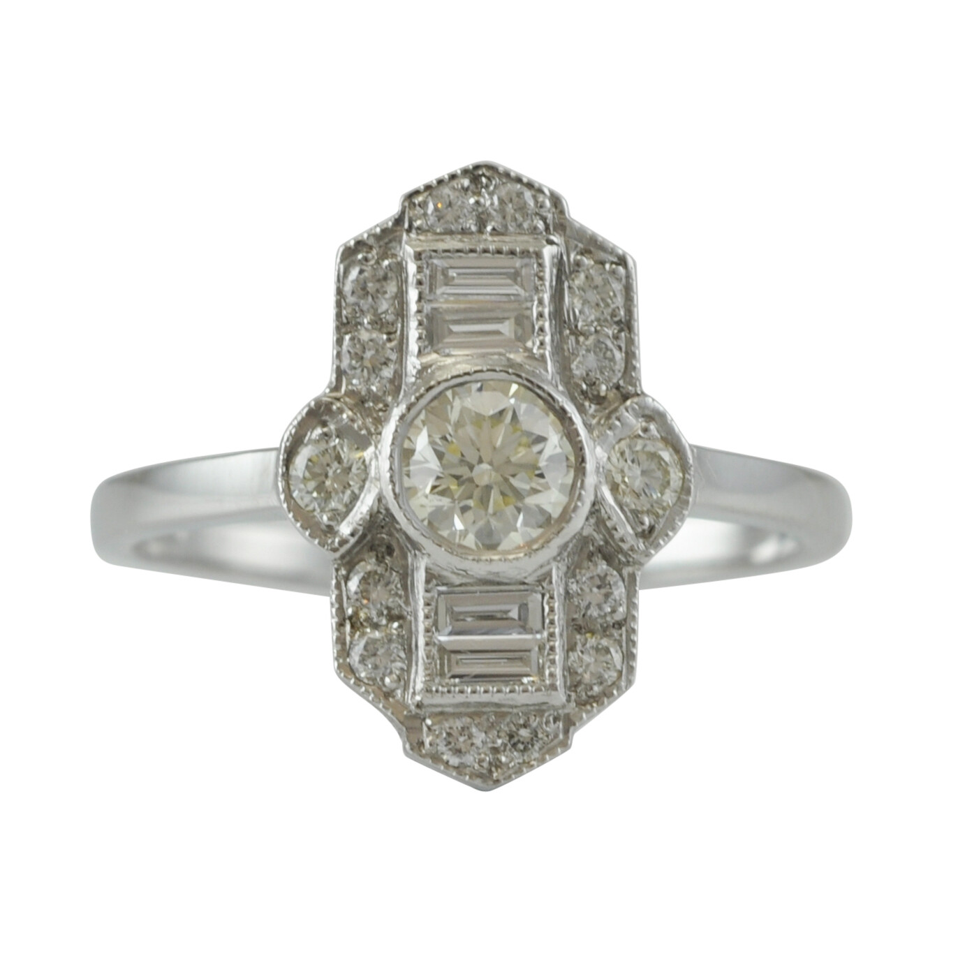 Platinum Art Deco Revival Ring