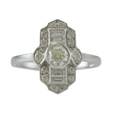 Platinum Art Deco Revival Ring