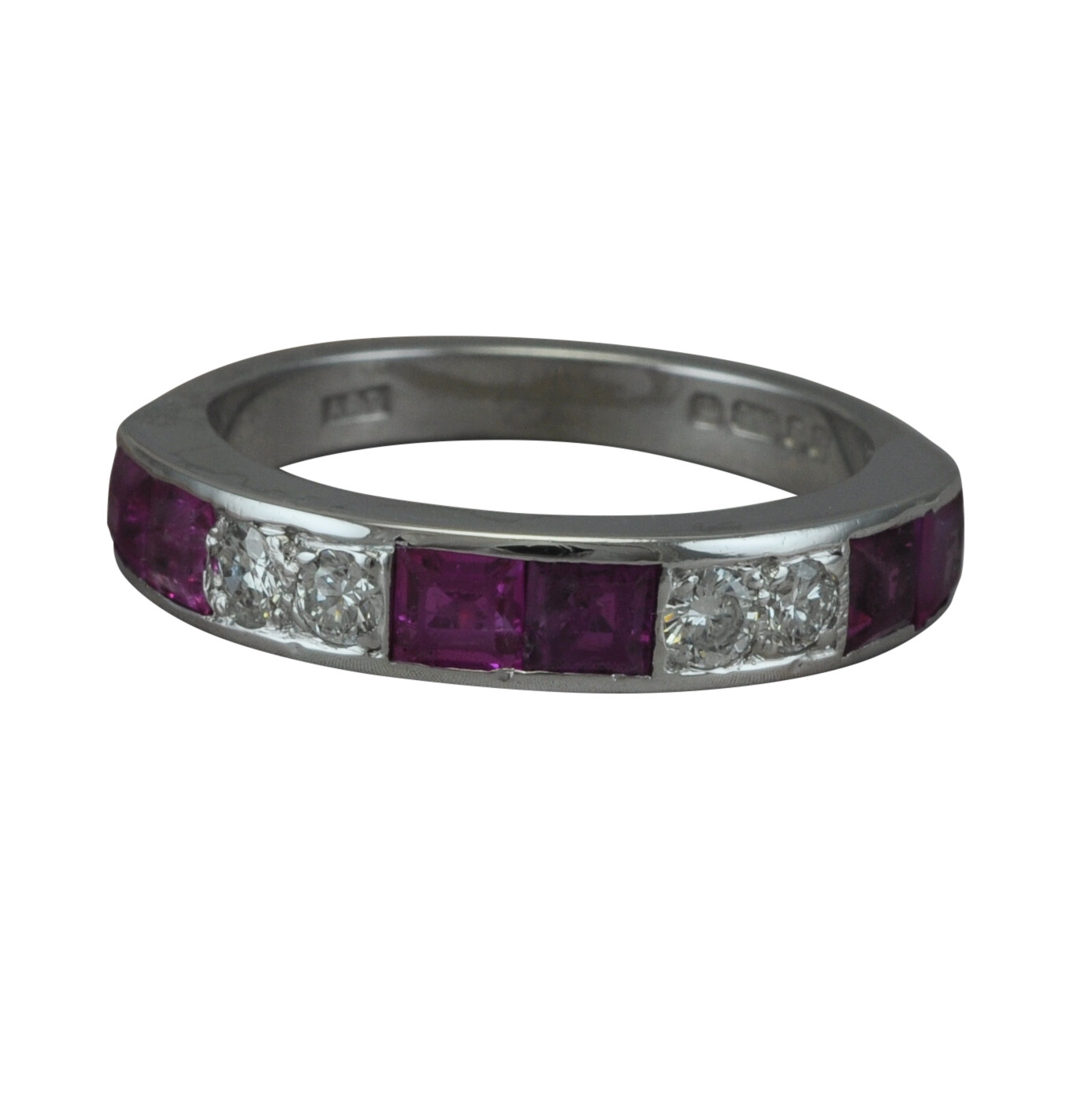 White Gold Ruby & Diamond Half Eternity Ring