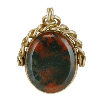 9ct Victorian Carnelian & Jasper Bloodstone Fob