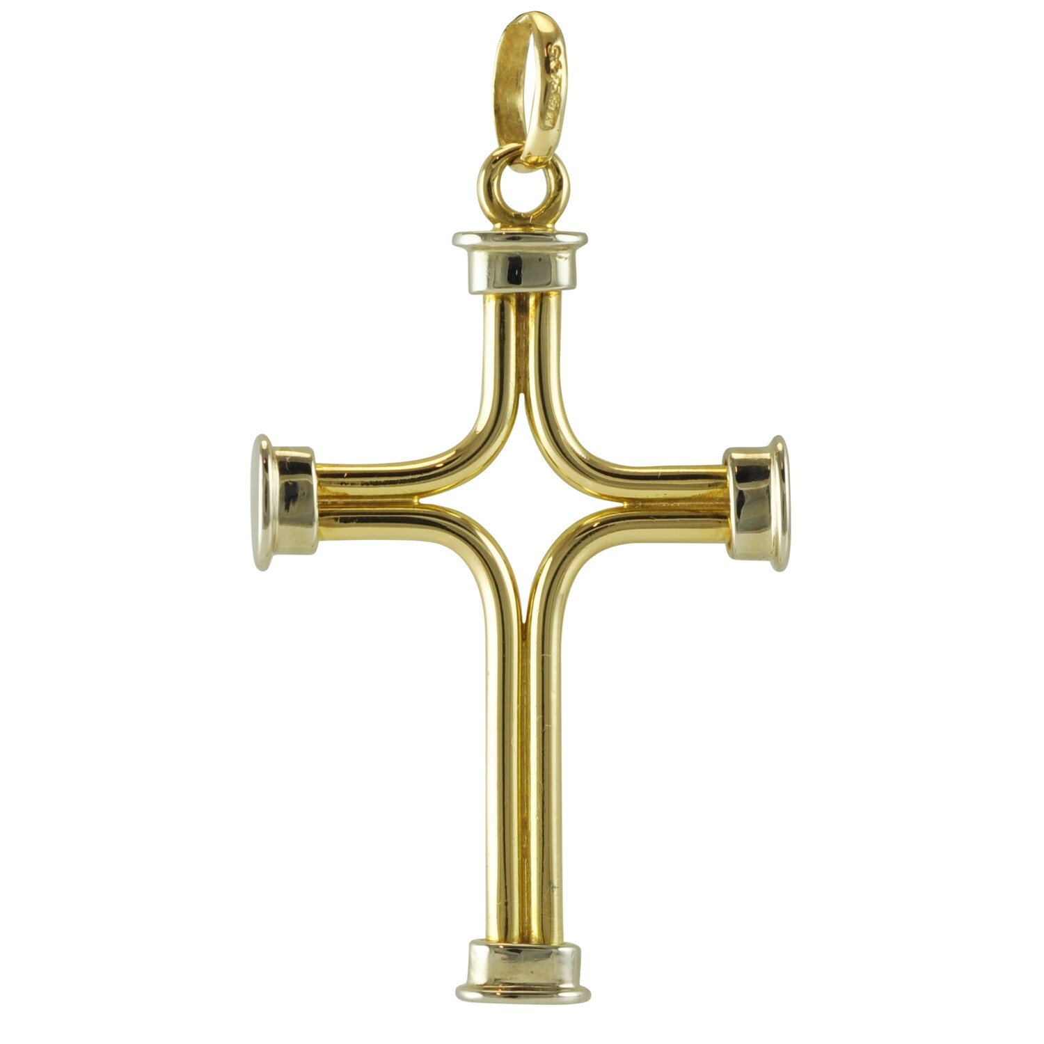 9ct Yellow & White Heavy Cross Pendant