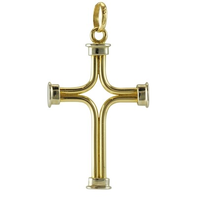 9ct Yellow & White Heavy Cross Pendant