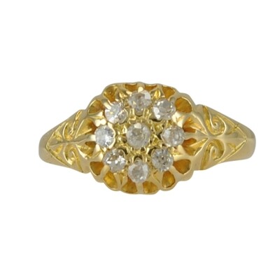 18ct Gold Antique Diamond Cluster Ring