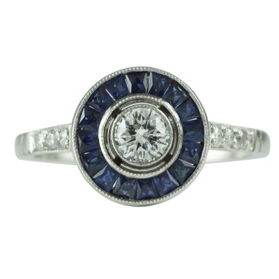 Sapphire & Diamond Target Ring